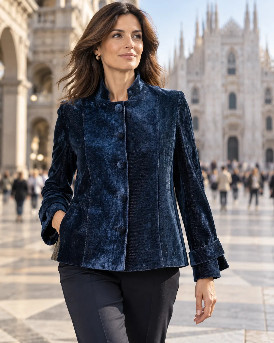 Daniela Sivelli, Giacchino kimono in velluto di seta diagonale — collezione A/I 26, Milano